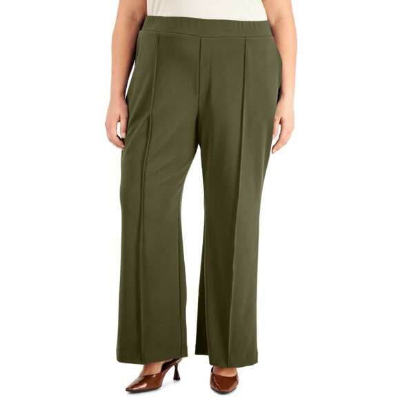 Alfani Pants - Alfani Women S Wide Leg Pull-on Straight Pants New Avocado Plus Size 1X